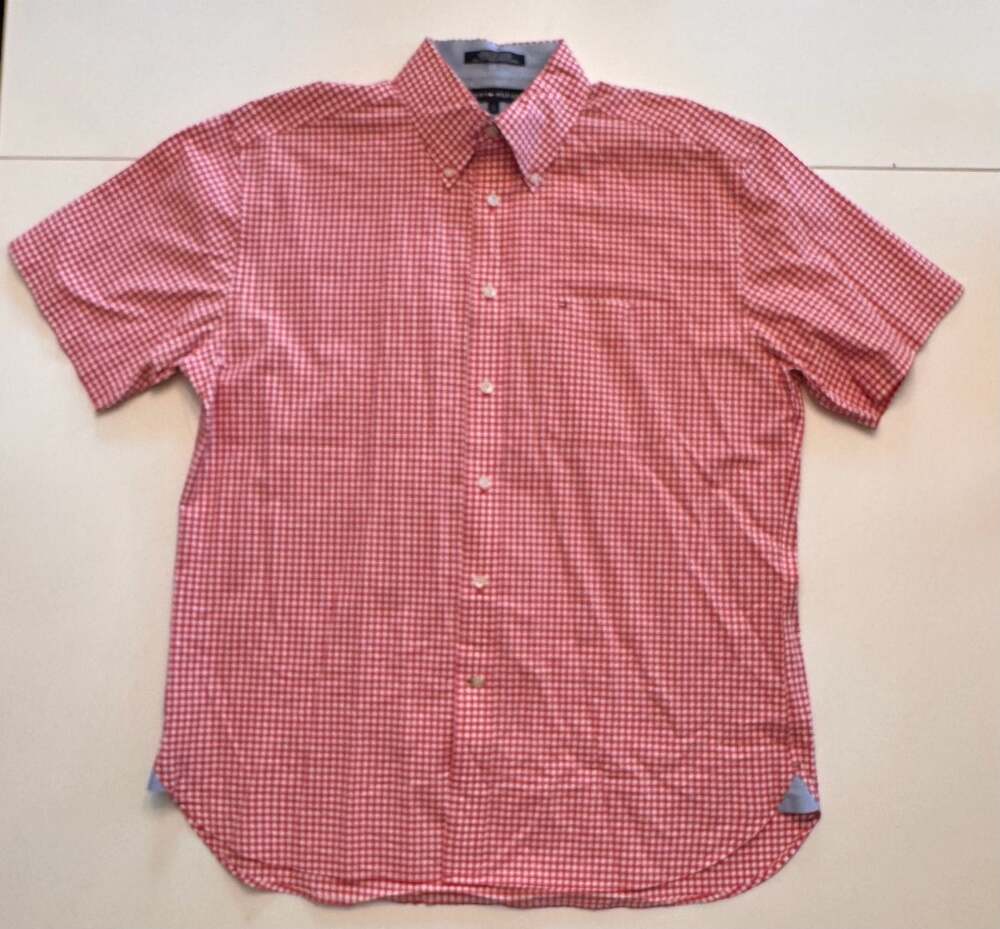 Tommy Hilfiger Red Gingham Short Sleeve Button Down Shirt Size L